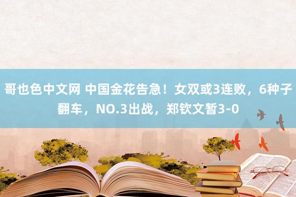 哥也色中文网 中国金花告急！女双或3连败，6种子翻车，NO.3出战，郑钦文暂3-0