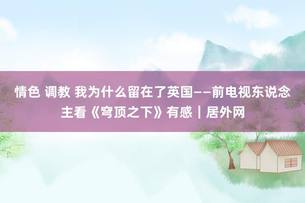 情色 调教 我为什么留在了英国——前电视东说念主看《穹顶之下》有感｜居外网