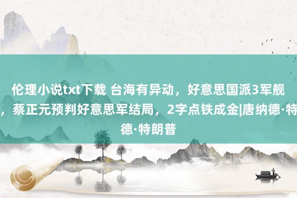 伦理小说txt下载 台海有异动，好意思国派3军舰堵门，蔡正元预判好意思军结局，2字点铁成金|唐纳德·特朗普