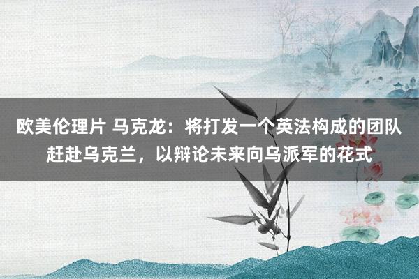欧美伦理片 马克龙：将打发一个英法构成的团队赶赴乌克兰，以辩论未来向乌派军的花式
